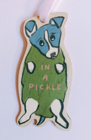 WOOD ORNAMENT - IN A PICKLE DOG