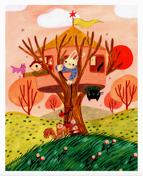ANIMALS TREEHOUSE AFTERNOON PRINT