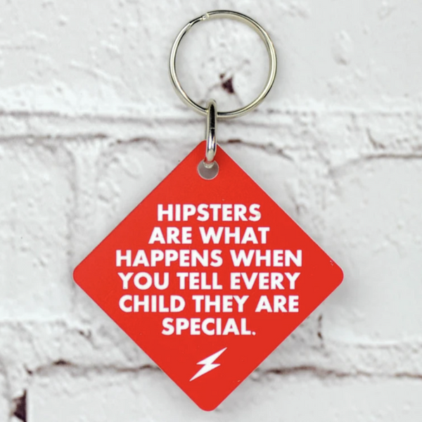 MOTEL TAG KEYCHAIN - HIPSTERS ARE WHAT HAPPENS WHEN
