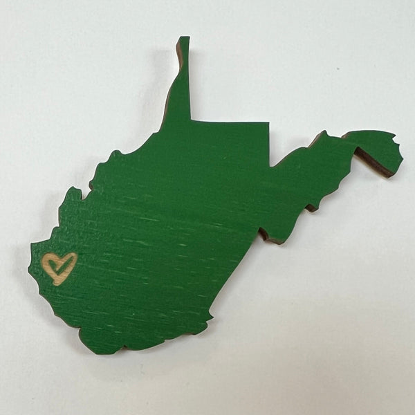 Green Heart On Huntington WV Wood Magnet