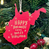 Laser Cut & Etched Wood Ornament - Happy Holidays From WV
