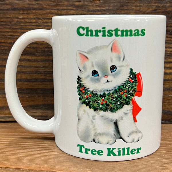 CAT CHRISTMAS TREE KILLER MUG
