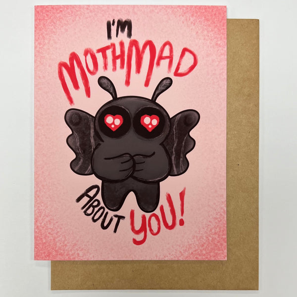 MOTHMAN MOTH MAD ABOUT YOU VALENTINE'S DAY CARD