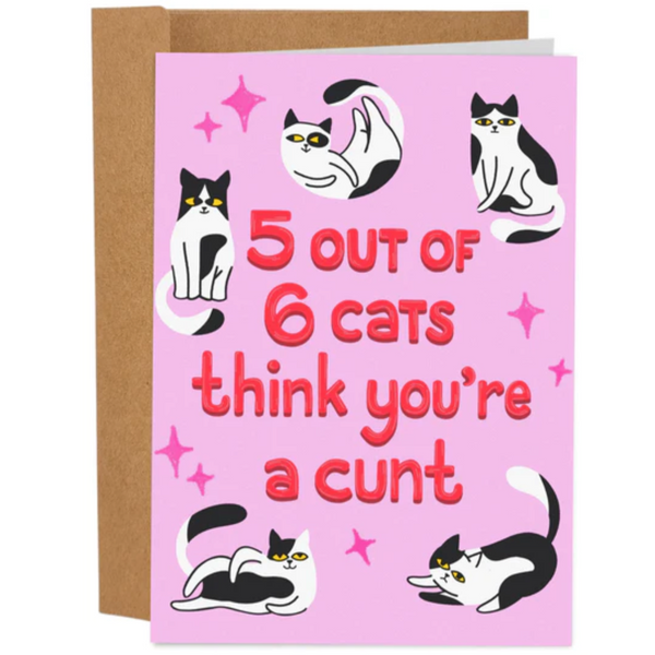 5 OUT OF 6 CATS... BIRTHDAY CARD
