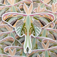 Patterned Luna Moth Sticker