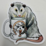 OPOSSUM SCREAMING MUG STICKER