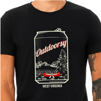 BEER CAN OUTDOORSY WEST VIRGINIA T-SHIRT