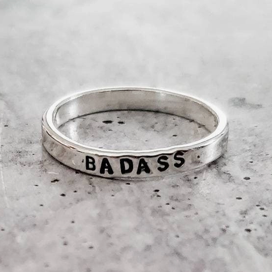 STAMPED RING - STERLING SILVER BADASS