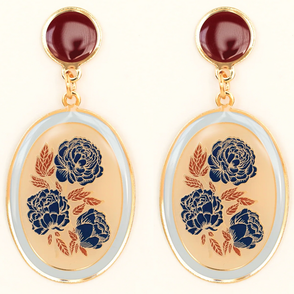 FLORAL CAMEO EARRINGS