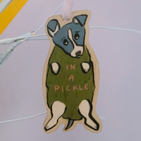 WOOD ORNAMENT - IN A PICKLE DOG