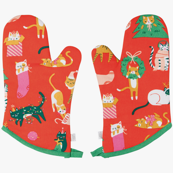 HOLIDAY OVEN MITT SET - LET IT MEOW