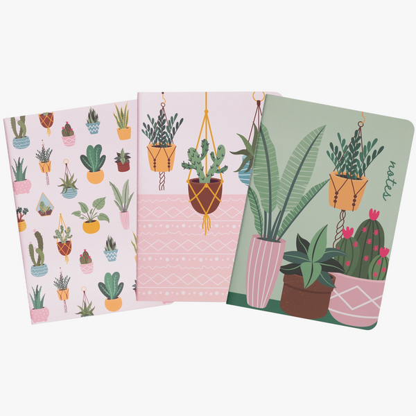 SUCCULENTS SET OF 3 STITCHED NOTEBOOKS
