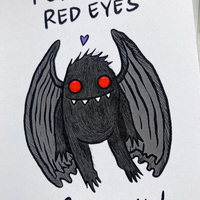 MOTHMAN RED EYES FOR YOU VALENTINE'S DAY CARD