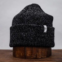 BEANIE - BLACK MELANGE RAGG WOOL