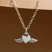 STERLING SILVER FLYING HEART  NECKLACE