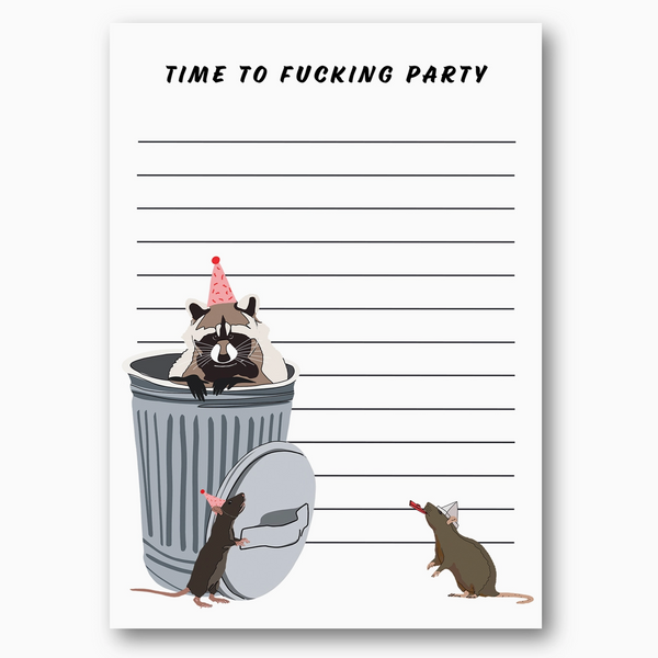 RACCOON TIME TO FUCKING PARTY NOTEPAD