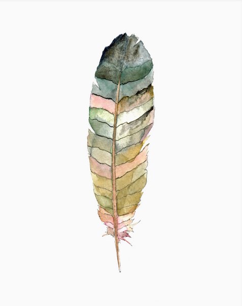 WATERCOLOR LONE FEATHER #14 PRINT