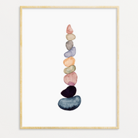 WATERCOLOR STACKED PEBBLES #5 ART PRINT