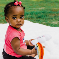 HANDMADE CROCHETED RAINBOW RATTLE