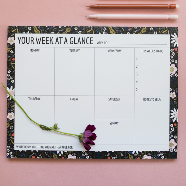 FLORAL HAND ILLUSTRATED WEEKLY PLANNER PAD