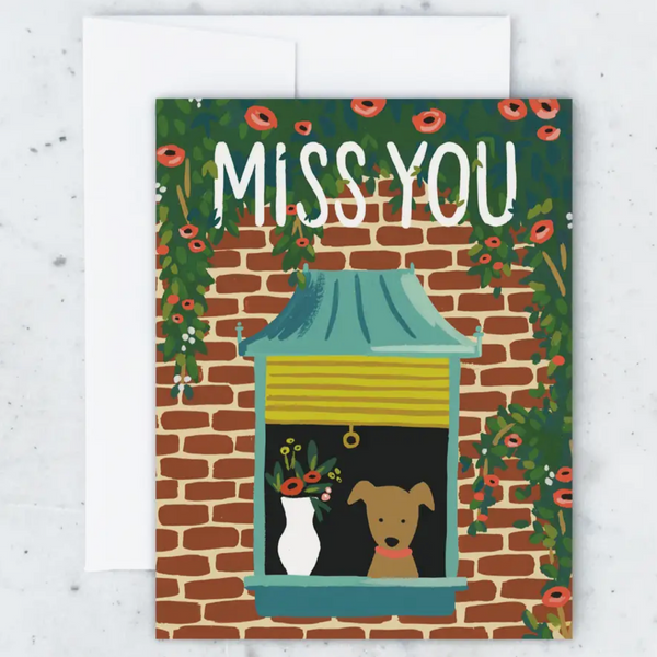 PUPPY IN THE WINDOW MISS YOU CARD