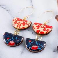 Blue + Red Graphic Stacked Half Circle Earrings