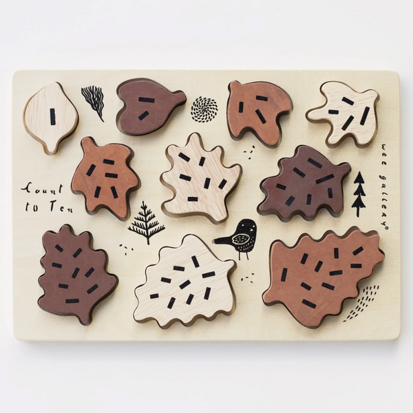 Wooden Tray Puzzle - Count To 10 Leaves