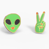 Alien + Peace Sign Earrings