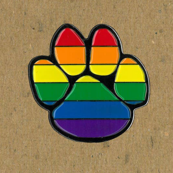 Rainbow Paw Print Pride Enamel Pin