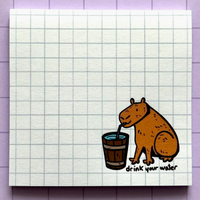 Drink Your Water Capybara Post It Notepad