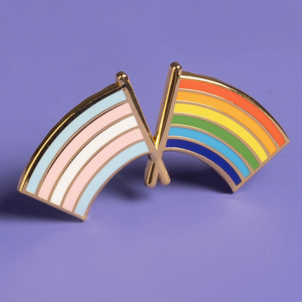 TRANS + RAINBOW FLAGS ENAMEL PIN