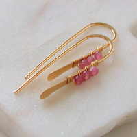 Gemstone Wrapped Petite Threader Earrings