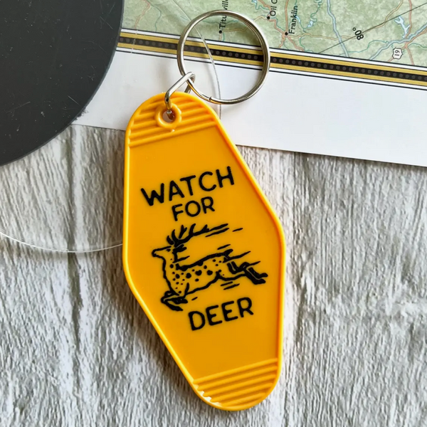 Motel Tag Keychain - Watch For Deer