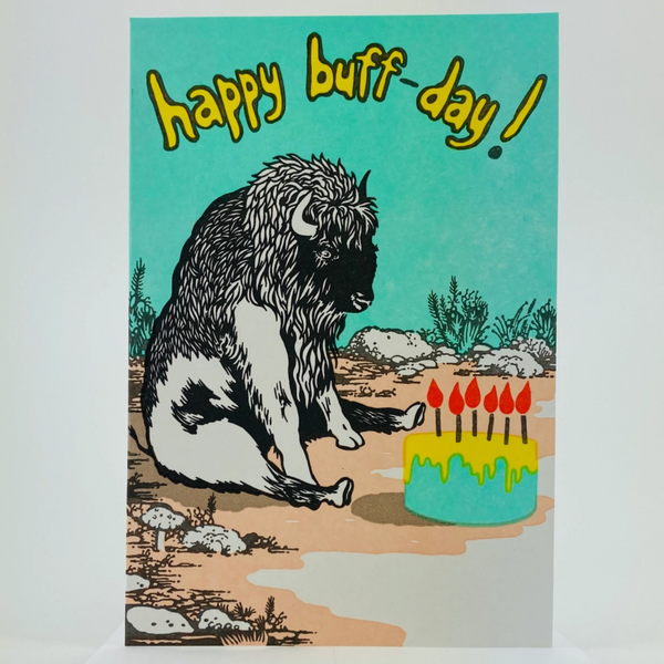 Buffalo + Birthday Cake Card