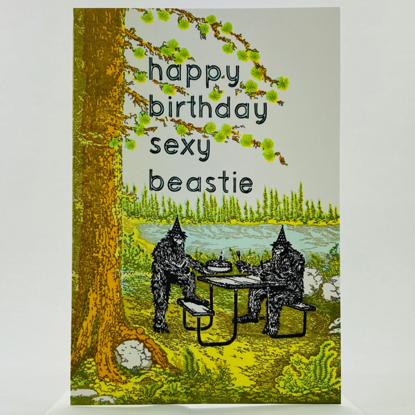 Sasquatch Sexy Beastie Birthday Card