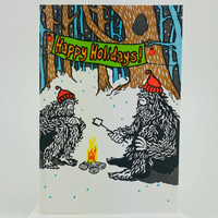 Sasquatch Campfire Happy Holidays Card