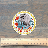 Go Away Raccoon Hex Sticker