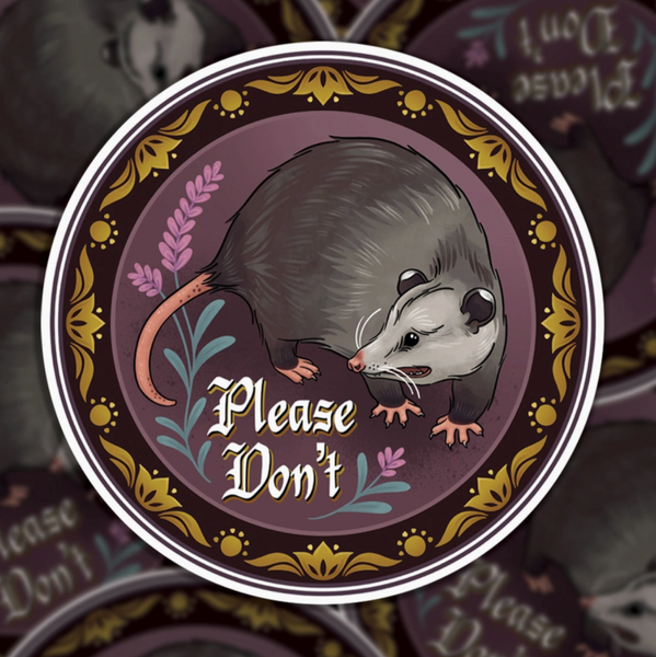 Please Don't Opossum Hex Sticker