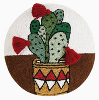 Cactus Round Wool Hooked Pillow