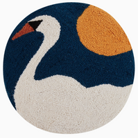 Night Swan Wool Hooked Pillow