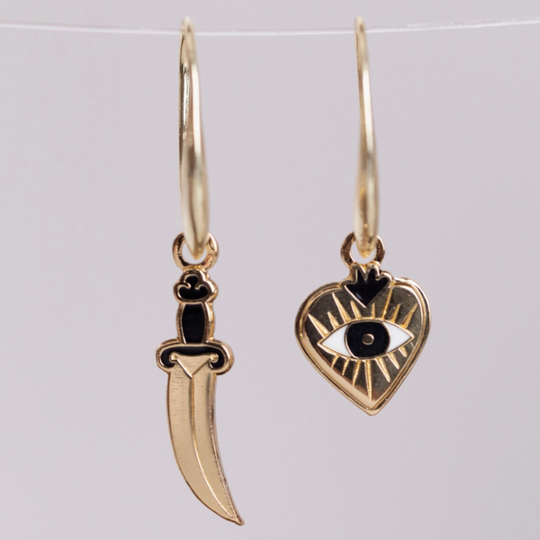 Heart + Dagger Dangle Earrings