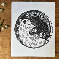 Opossum Raccoon Circle Love Print