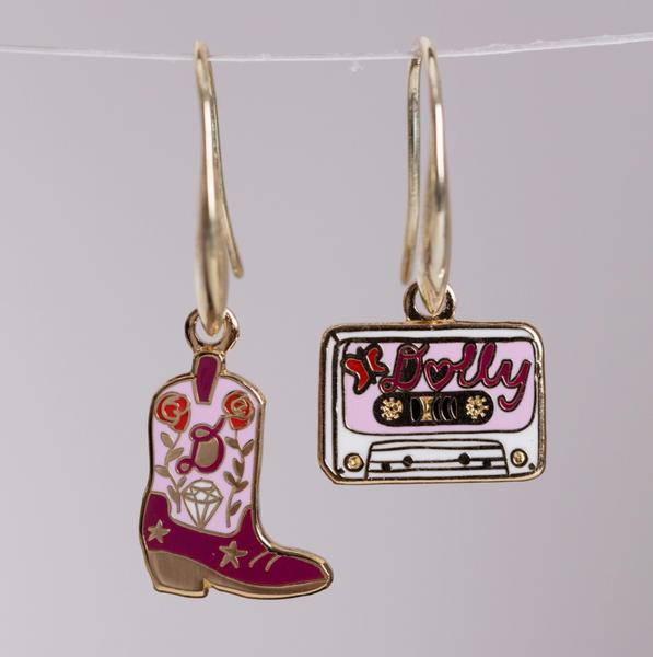 Boot + Country Cassette Dangle Earrings