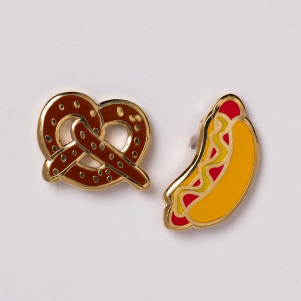 Hot Dog + Pretzel Earrings