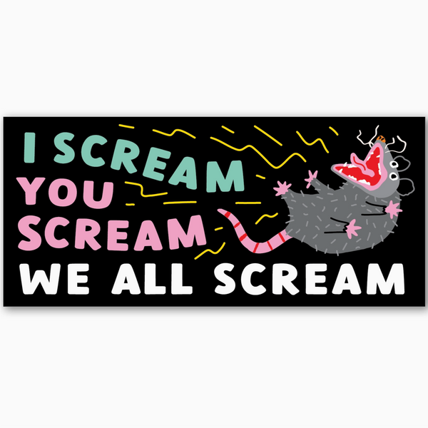 Opossum We All Scream Mini Bumper Sticker