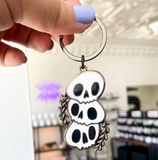 Stacked Skulls Enamel Keychain