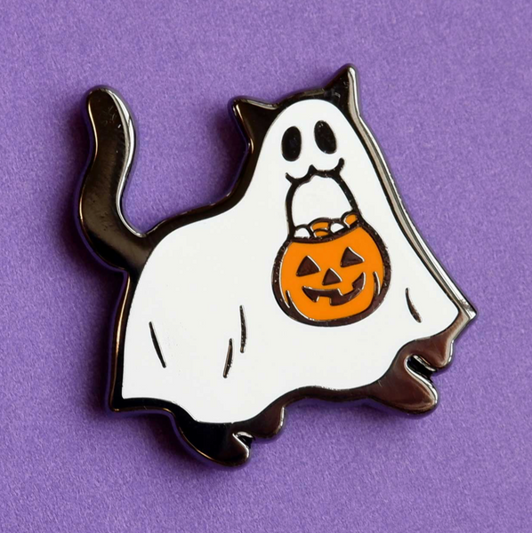 Ghost Cat Enamel Pin