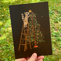 Raccoon Christmas Tree Card