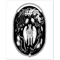 Mothman Oval Pen + Ink Art Print