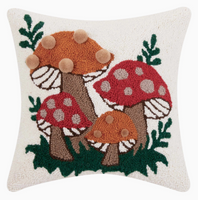 Shroomy Pom Pom Wool Hooked Pillow